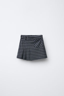 CHECKED BERMUDA SKORT WITH PLEATS