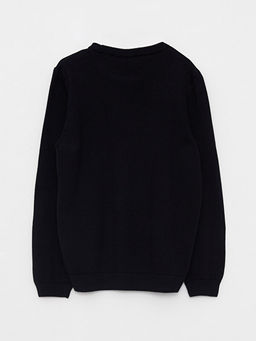 Bisiklet Yaka ?ron Man Bask?l? Uzun Kollu Erkek ?ocuk Triko Kazak - Waikiki фото 2