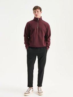 Fermuarl? Dik Yaka Erkek Kal?n Sweatshirt