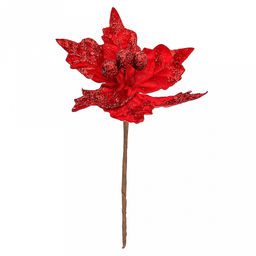 Декоративный цветок "Пуансеттия" д16см, h17см, для ветки, венка, с ножкой, пластик, бархат, красный (Россия) Декоративный цветок "Пуансеттия" д16см, h17см, для ветки, венка, с ножкой, пластик, бархат, красный (Россия)