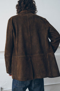 ZW COLLECTION LIMITED EDITION 100% SUEDE LEATHER BLAZER - Zara фото 14