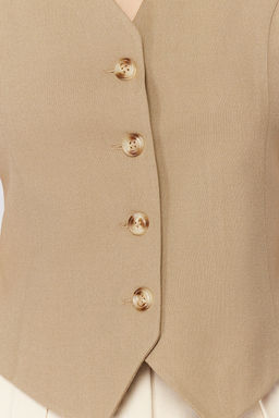 TRENDYOLMILLA Kiremit Premium Regular Kal?p Crop Dokuma Yelek TWOSS24YE00017 фото 15