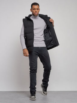 Жилетка мужская утепленная с капюшоном великан черного цвета 8618Ch - YUNDA фото 11