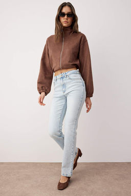 TRENDYOLMILLA Ac?k Mavi More Sustainable Yuksek Bel Flare Jeans TWOAW23JE00657  фото 2