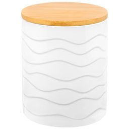 Банка д/хранения 1,2 л 13*13*16 см "Айсберг волны" с дер. крышк. с сил. упл.