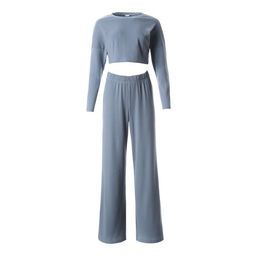 Костюм женский: лонгслив, брюки, MINAKU: Casual Collection, серо-голубой, размер 48