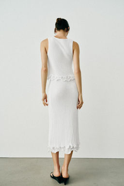 FALDA MIDI PUNTO DOBLE CAPA / Blanco - Zara фото 5