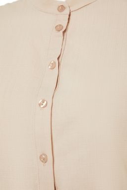 TRENDYOLMILLA Siyah Dokuma Flaml? Pamuk Genis Kal?p Mini Plaj Elbisesi TBESS20EL0873 фото 21