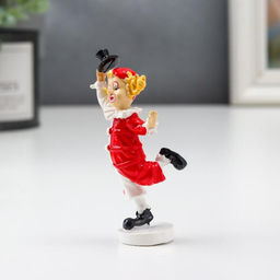Фигурка полистоун «Танцующий клоун с цилиндром», красно-белый, 8×3×4.5 см