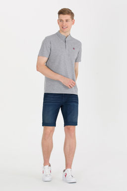 U. S. Polo Assn Мужская серая футболка с меланжевым воротником - U.s. polo assn фото 3