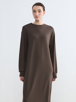 Bisiklet Yaka Y?rtma?l? Sweat Elbise