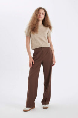 Standart Boy Pantolon Wide Leg Genis Bol Paca Basic Duz Yuksek Bel - Defacto фото 6