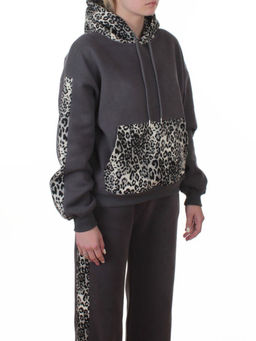 008 DK. GRAY/LEOPARD Костюм спортивный зимний женский (95% хлопок, 5% полиэстер)