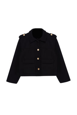 TRENDYOLMILLA Siyah Regular Gold Dugme Detayl? Ince Ceket Mont TWOAW25MO00081  фото 8
