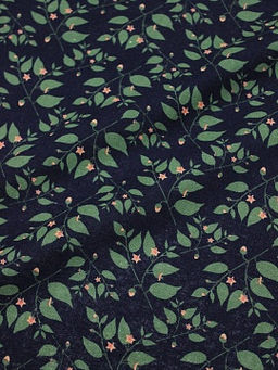 Хлопколен Цветущие веточки цв.чернильный, ш.1.5м, лен-20%, хлопок-80%, 130гр/м.кв