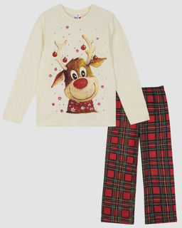 Пижама детская (джемпер+брюки) 91258 молочный/зеленая клетка 750 Be Friends  фото 4