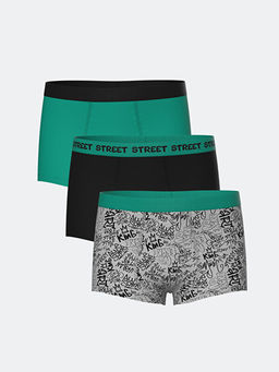 Bask?l? Erkek ?ocuk Boxer 3l?