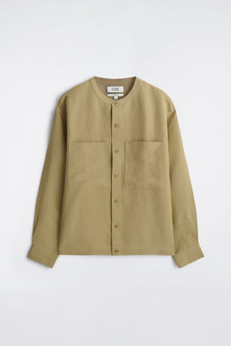 CAMISA OVERSIZE DE LINO CON CUELLO MAO