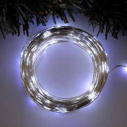 Гирлянда Нить 20 м роса, IP20, серебристая нить, 200 LED, свечение белое, 12 В