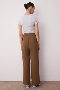 Haki Wide Leg/Genis Paca Dokuma Kumas Pantolon TWOAW22PL0263 Palazzo
