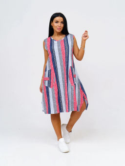 Платье женское, цвет синий красный