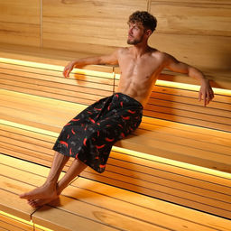 Полотенце - килт вафельное мужское для бани Перчики, 75?150 см, хлопок 100 %