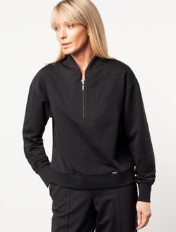 VILATTE / Укороченный джемпер с воротом на молнии из футера-двухнитки