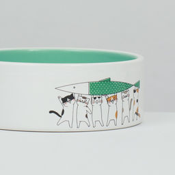 Миска керамическая Любовь и коты 300 мл 12,5 x 4,5 cм, мятная - Пижон фото 4