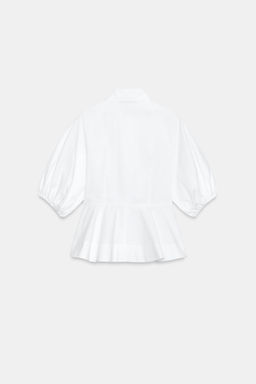 CAMISA PEPLUM MANGA ABULLONADA / Blanco - Zara фото 10