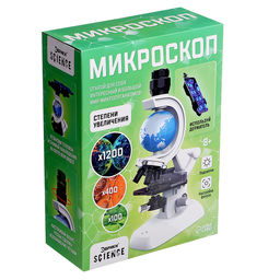 Микроскоп, с планетой, держатель для телефона, подсветка, увеличение x100, x400, x1200