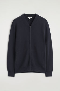 TEXTURED KNITTED BOMBER JACKET