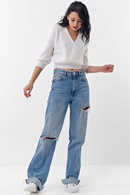 Джемпер укороченный из хлопка белый