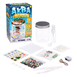 Аквамозаика Снежная баночка. Снеговичок, ночник, более 200 шариков - Школа талантов фото 2