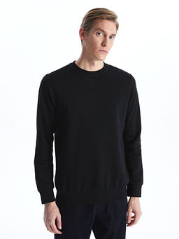 Bisiklet Yaka Uzun Kollu Erkek Kal?n Sweatshirt