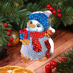 Аппликация пайетками Снеговик