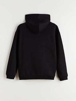 Kap??onlu Bask?l? Erkek ?ocuk Sweatshirt