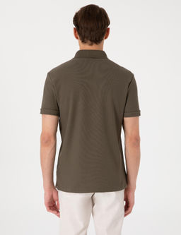 Haki Slim Fit %100 Pamuk K_vr_lmaz Amerikan Pike Polo Yaka Basic Ti__rt