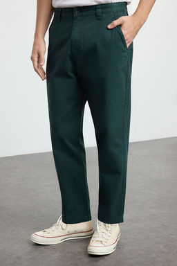 TRENDYOL MAN Yesil %100 Pamuk Balloon Fit Pamuklu Gabardin Dokuma Pantolon TMNAW25PL00020