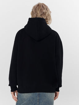 Теплое худи женское черное с начесом