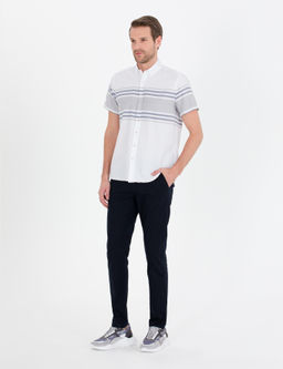 Lacivert Slim Fit Kanvas Pantolon