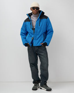 Горнолыжная куртка мужская зимняя голубого цвета 7611Gl