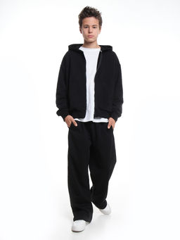 Толстовка зипка оверсайз с капюшоном на молнии 22-5610 черный - Mini maxi фото 4