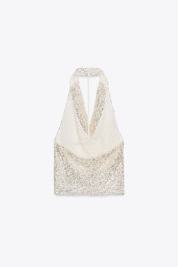 SEQUINNED HALTER TOP
