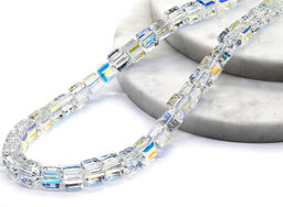 Бусы из циркона кубик с гранями 7мм цв.хрусталь хамелеон, 43см Радуга камня