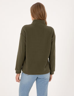Haki Comfort Fit Fermuarl_ Polar Sweatshirt
