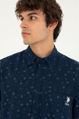 U. S. Polo Assn / Мужская темно-синяя рубашка с коротким рукавом - U.s. polo assn фото 2