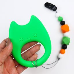 Прорезыватель силиконовый на держателе Котик, Крошка Я  фото 2