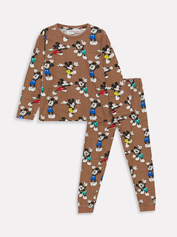 Mickey Mouse Bask?l? Erkek Bebek Pijama Tak?m?