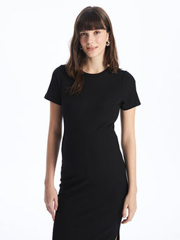 Bisiklet Yaka D?z K?sa Kollu Hamile Elbise