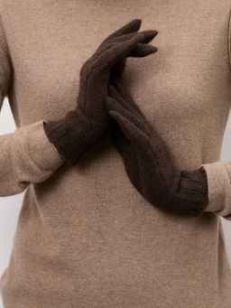 Перчатки из пуха яка UL темно-коричневые